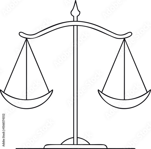 Outline illustration of an unbalanced scale for justice concept in black and white
