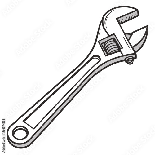 Adjustable Spanner  Vector Tools for Repair, Maintenance, and Pipework Design