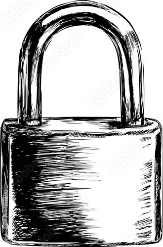 Black and white sketch of a padlock symbolizing security and protection
