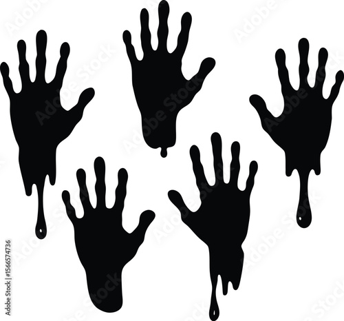 Blood splashes set drops of red liquid design element for