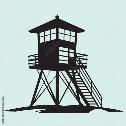 Lifeguard Tower Silhouette Coastal Rescue Structure