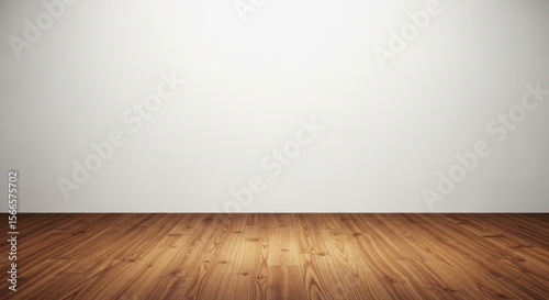 Empty Room with Wooden Floor and White Wall Interior