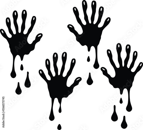 Blood splashes set drops of red liquid design element for