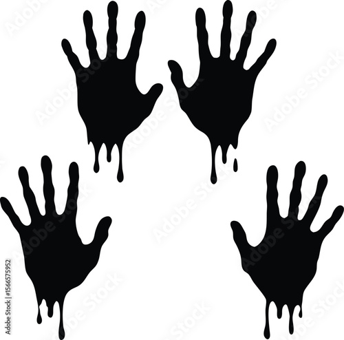 Blood splashes set drops of red liquid design element for