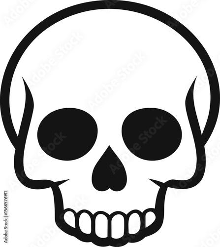 Simple black and white skull icon with bold outlines and empty eye sockets