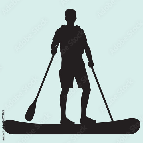 Safe Paddleboarding Silhouette with Life Jacket and Gear