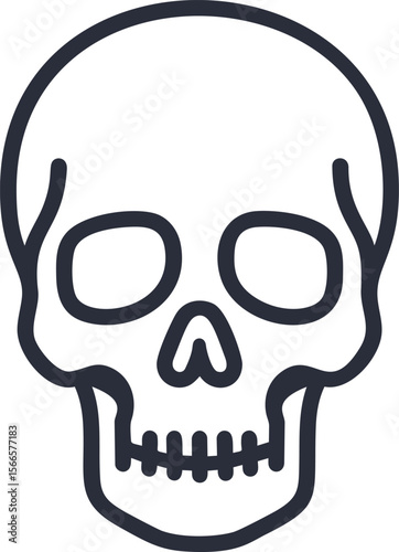 Minimalistic black and white skull illustration, simple line drawing