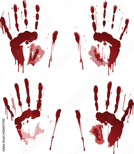 Blood splashes set drops of red liquid design element for