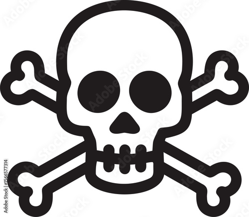 Black skull and crossbones icon symbolizing danger and warning