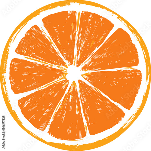 Illustration of an orange slice with white segments in a circular pattern