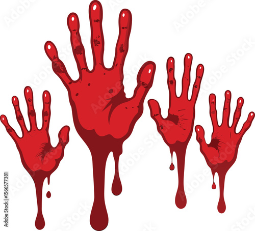 Blood splashes set drops of red liquid design element for