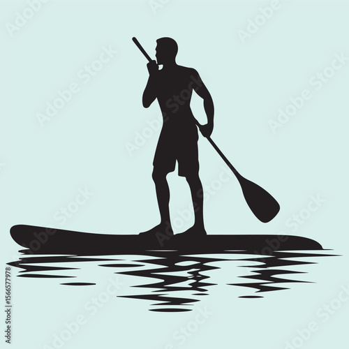 Paddleboarding Safety Techniques Silhouette Outdoor Sport Icon