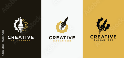 A collection of mechanical technology logos, a combination of alphabet and mechanic letters for vehicle repair shop logos