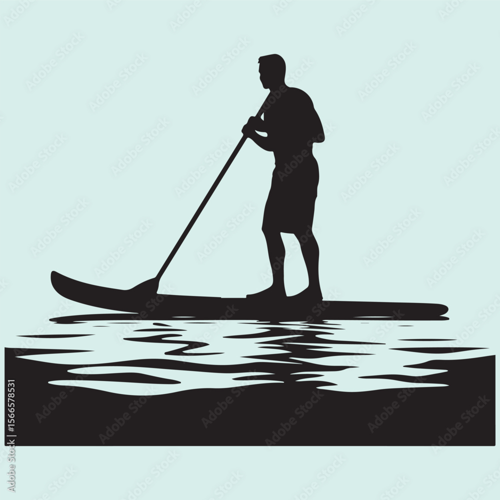 Fototapeta premium Paddleboarding Safety Gear Silhouette Active Water Sports Icon
