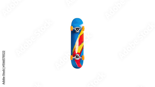 Colorful Skateboard Deck Isolated on Transparent Background