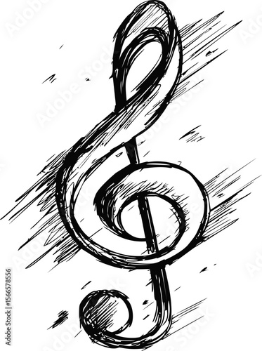 Sketch of a stylized black musical treble clef
