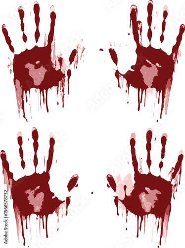 Blood splashes set drops of red liquid design element for