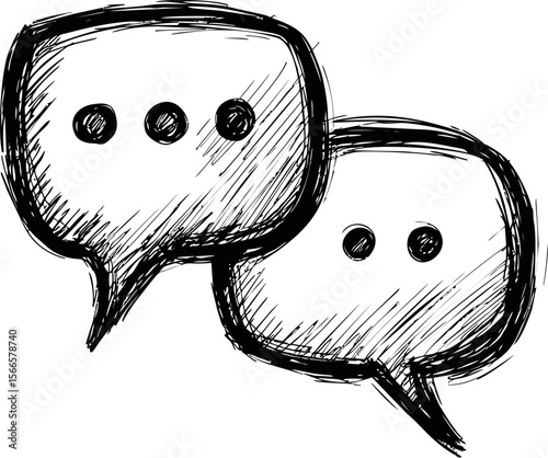 Sketch of two overlapping speech bubbles with three dots inside each