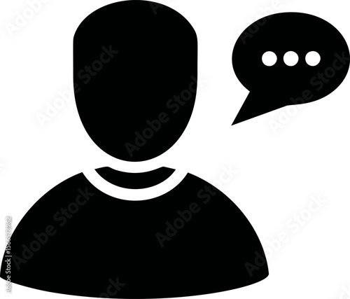 Silhouette of person with speech bubble indicating communication