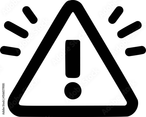 Warning sign triangle with exclamation mark and rays, abstract symbol
