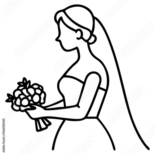 Elegant vector silhouette illustration of a pregnant woman with a flower, celebrating the beauty of motherhood and new life