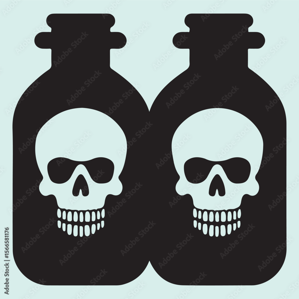 Fototapeta premium Toxic Potion Bottles Silhouette Vintage Apothecary Design