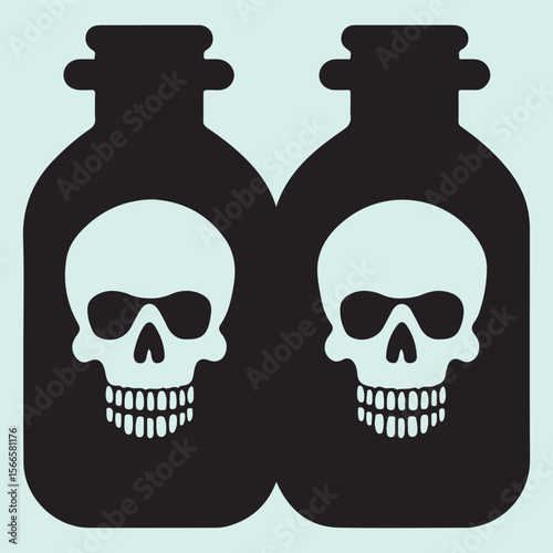 Toxic Potion Bottles Silhouette Vintage Apothecary Design