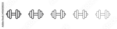 dumbbell icon flat thin illustration symbol