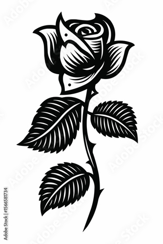 black silhouette of a rose