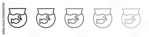 fish bowl icon flat thin illustration symbol