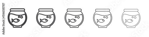 fish bowl icon flat thin illustration symbol
