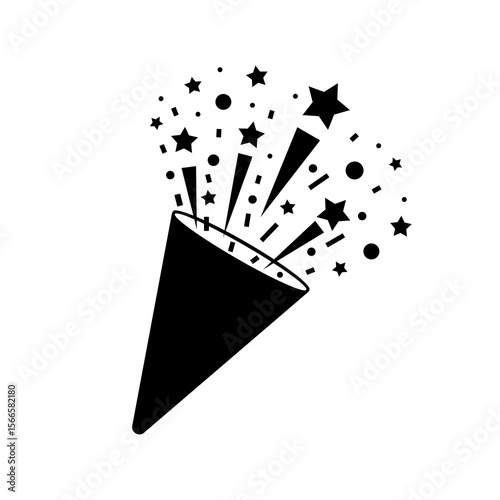 Confetti popper icon, Party popper exploding with confetti, Element of party and fun icon. Vector illustration design.