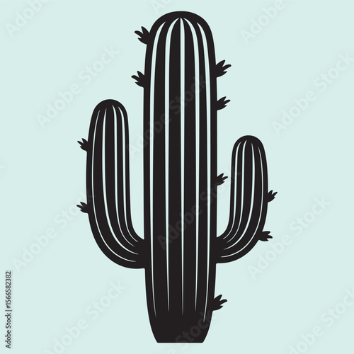 Flat Prickly Pear Cactus Silhouette Natural Succulent Plant Design
