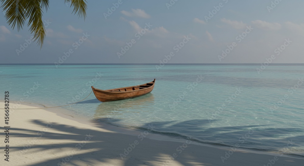 Naklejka premium A tranquil beach scene with soft waves and a distant horizon line.