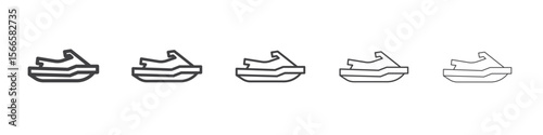 jetski icon flat thin illustration symbol
