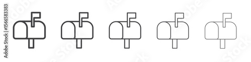 mail box icon flat thin illustration symbol