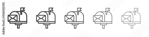 mail box icon flat thin illustration symbol