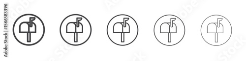 mail box icon flat thin illustration symbol