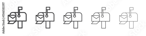 mail box icon flat thin illustration symbol