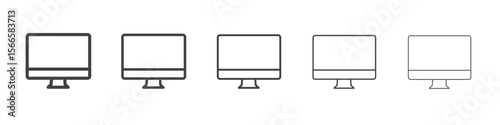 monitor icon flat thin illustration symbol
