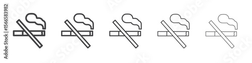 no cigarette icon flat thin illustration symbol