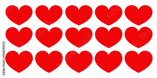 Seamless pattern of identical red hearts isolated on transparent background. Vector illustration with repeating red hearts.