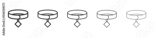 pet collar icon flat thin illustration symbol