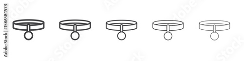 pet collar icon flat thin illustration symbol