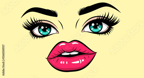 Pop Art Female Face Illustration