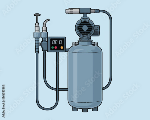  Medical or industrial compressor pump unit illustration, representing essential equipment for pressure control and air supply in healthcare and industrial settings.