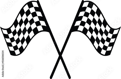 Two crossed checkered flags symbolizing racing victory and competition.