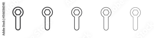 socket wrench icon flat thin illustration symbol