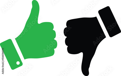 Green thumbs up and black thumbs down icons showing approval and disapproval.