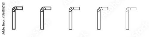 straw icon flat thin illustration symbol